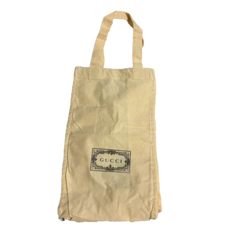 GUCCI Canvas Cream Tote Bag Cotton Shoulder Unisex Handbag Dust Bag 15x7x4